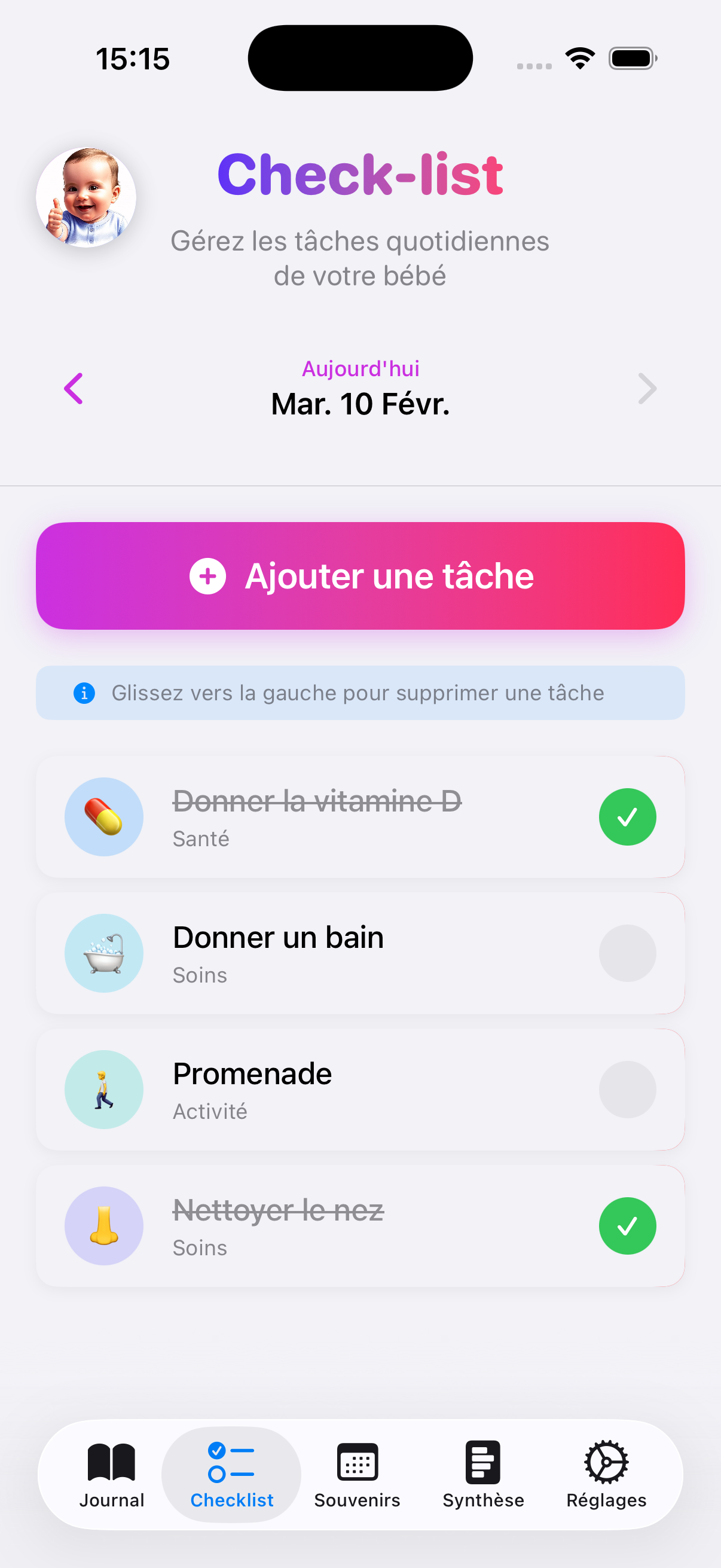 Mon Bébé Journal - Checklist FR